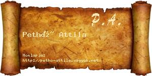 Pethő Attila névjegykártya